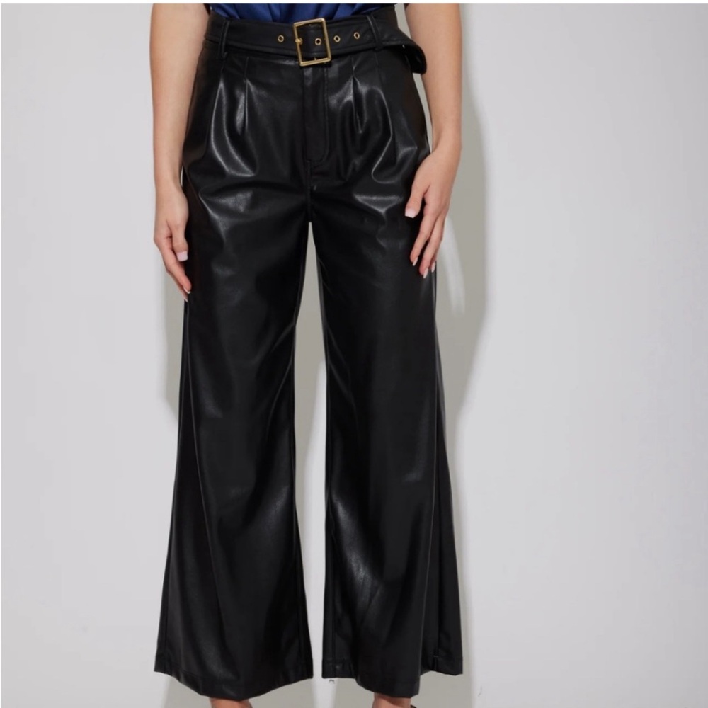 NWT Generation Love Genesis Vegan Wide Leg Trousers Black Sz 8 $307